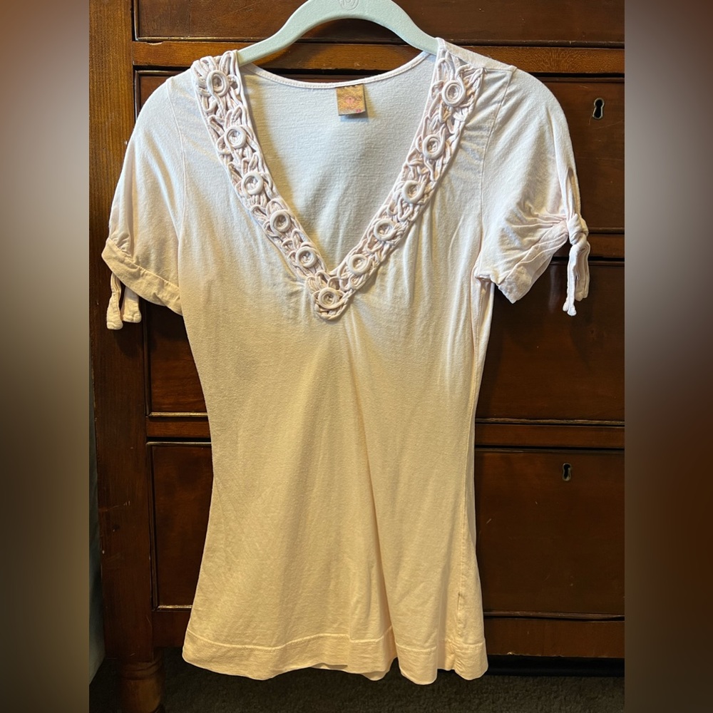 Anthropologie Pink V-Neck Tee Size XS